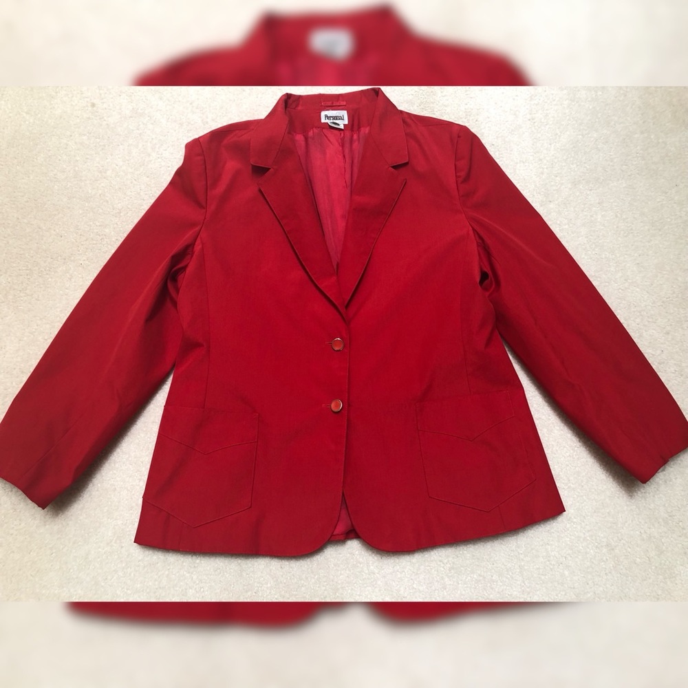 Vintage Red Blazer with Pockets - Picture 3 of 8